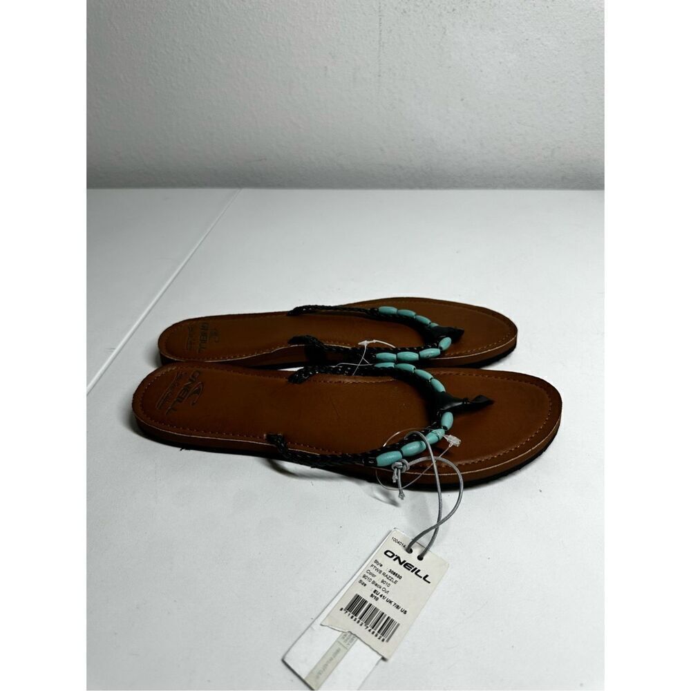 NWT O’Nell Flipflops Size 9/10 Leather Turquoise